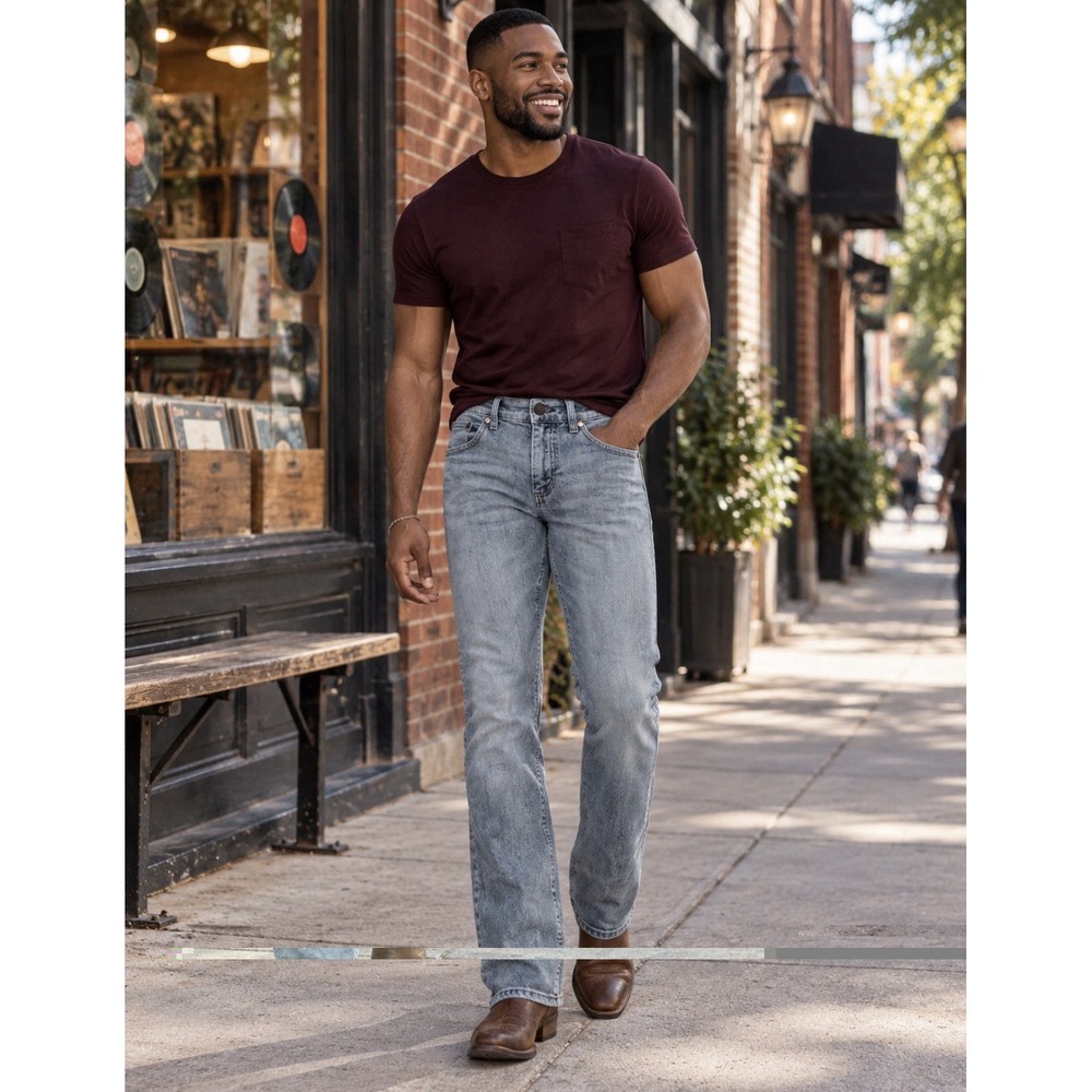 Wrangler Jeans Mens 29x34 (29x33) Retro Slim Boot Cut Blue Light Wash